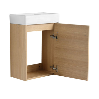 16'' Floating Wall - Mounted Bathroom Vanity with Ceramic Sink & Soft - Close Cabinet Door, For Small Bathroom - 1st Choice Furniture Direct