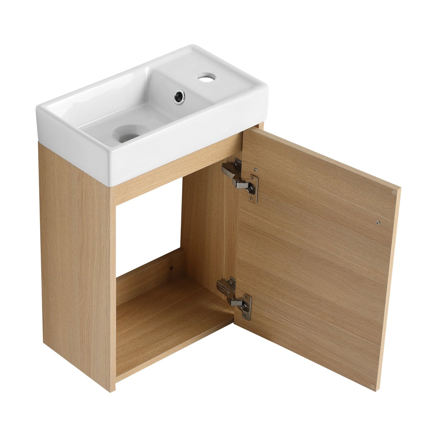 16'' Floating Wall - Mounted Bathroom Vanity with Ceramic Sink & Soft - Close Cabinet Door, For Small Bathroom - 1st Choice Furniture Direct