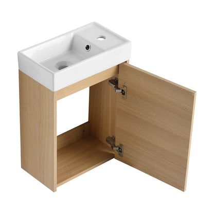16'' Floating Wall - Mounted Bathroom Vanity with Ceramic Sink & Soft - Close Cabinet Door, For Small Bathroom - 1st Choice Furniture Direct