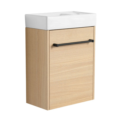 16'' Floating Wall - Mounted Bathroom Vanity with Ceramic Sink & Soft - Close Cabinet Door, For Small Bathroom - 1st Choice Furniture Direct