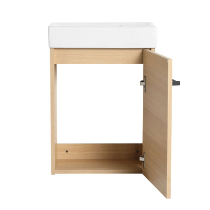 16'' Floating Wall - Mounted Bathroom Vanity with Ceramic Sink & Soft - Close Cabinet Door, For Small Bathroom - 1st Choice Furniture Direct