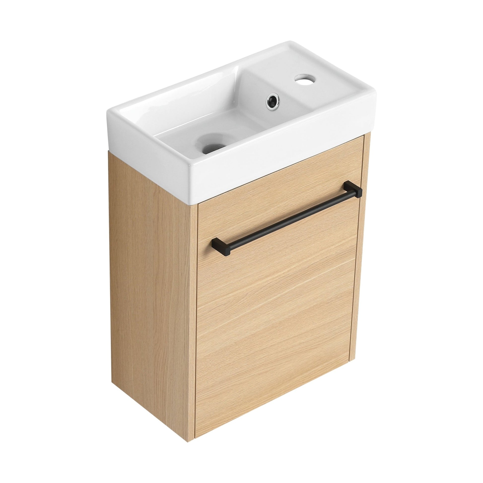 16'' Floating Wall - Mounted Bathroom Vanity with Ceramic Sink & Soft - Close Cabinet Door, For Small Bathroom - 1st Choice Furniture Direct