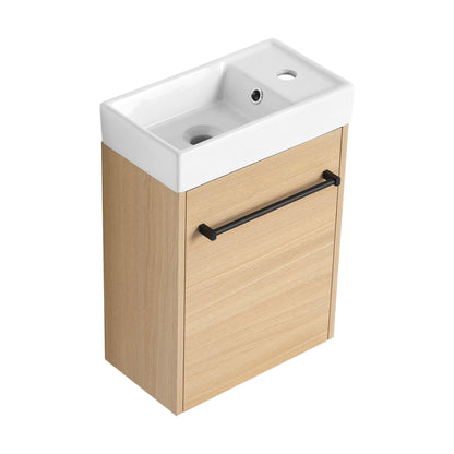16'' Floating Wall - Mounted Bathroom Vanity with Ceramic Sink & Soft - Close Cabinet Door, For Small Bathroom - 1st Choice Furniture Direct