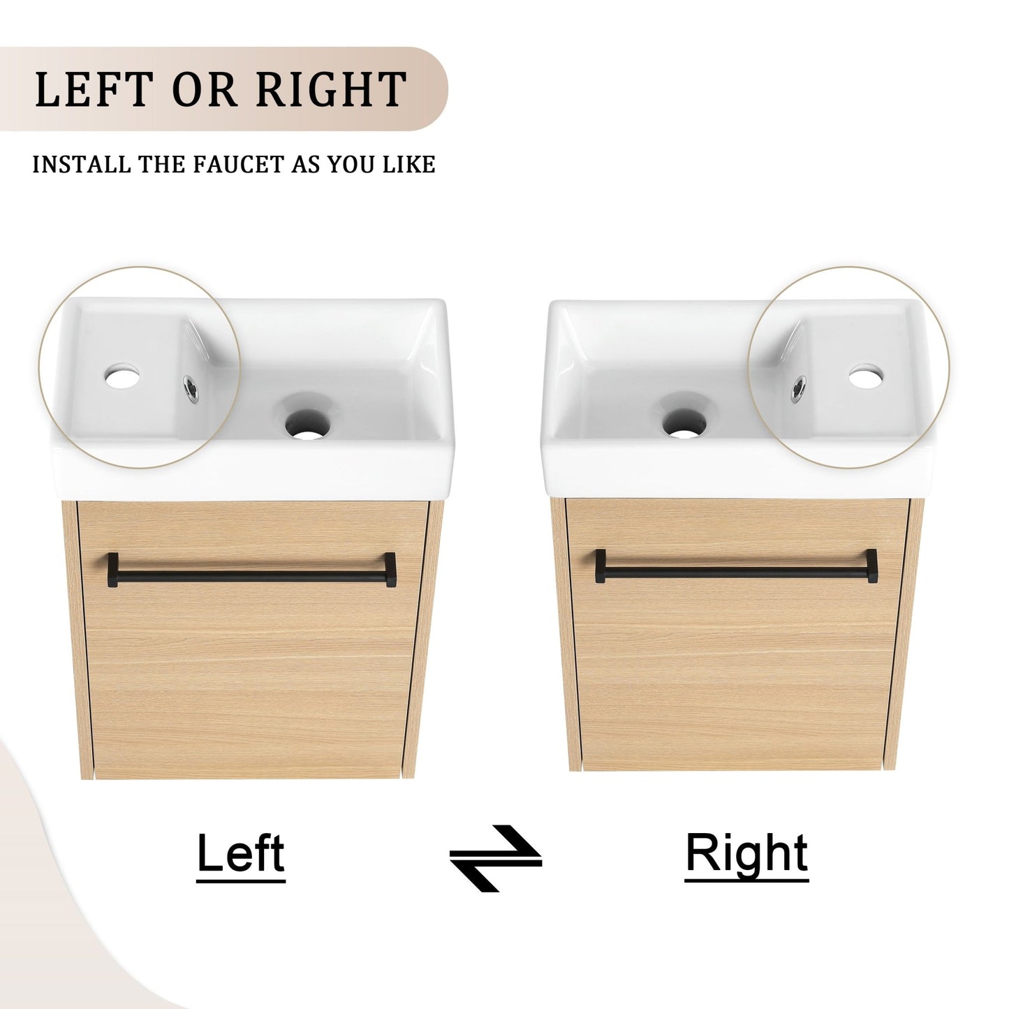 16'' Floating Wall - Mounted Bathroom Vanity with Ceramic Sink & Soft - Close Cabinet Door, For Small Bathroom - 1st Choice Furniture Direct
