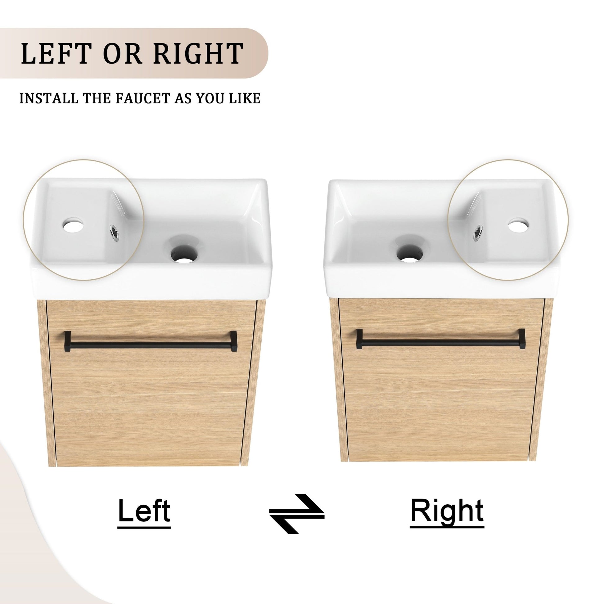 16'' Floating Wall - Mounted Bathroom Vanity with Ceramic Sink & Soft - Close Cabinet Door, For Small Bathroom - 1st Choice Furniture Direct