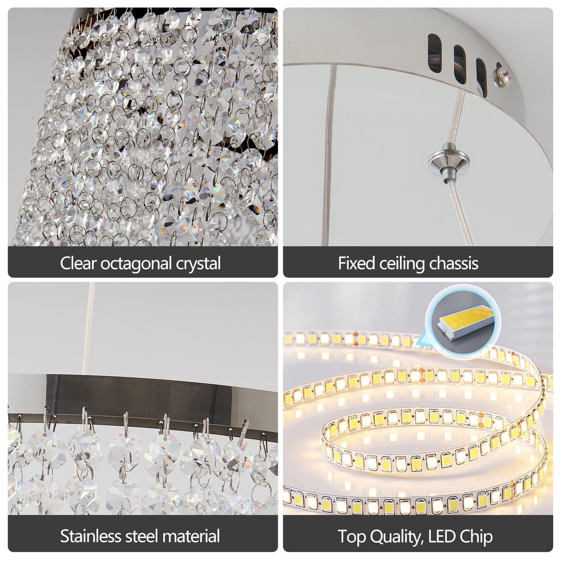 16 - inch Luxury Crystal LED Chandelier - Adjustable Height and Color Temperature (3000K - 6000K) - Modern Chandelier for Living Room, Dining Room and Bedroom - 1st Choice Furniture Direct