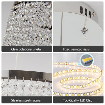 16 - inch Luxury Crystal LED Chandelier - Adjustable Height and Color Temperature (3000K - 6000K) - Modern Chandelier for Living Room, Dining Room and Bedroom - 1st Choice Furniture Direct