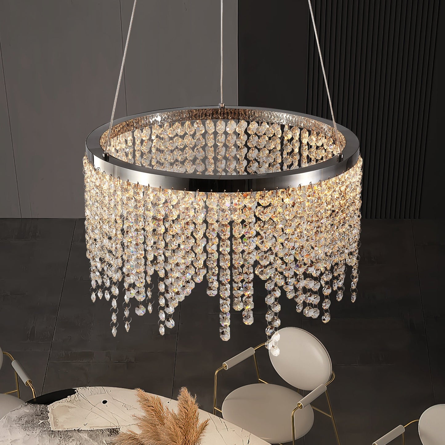 16 - inch Luxury Crystal LED Chandelier - Adjustable Height and Color Temperature (3000K - 6000K) - Modern Chandelier for Living Room, Dining Room and Bedroom - 1st Choice Furniture Direct