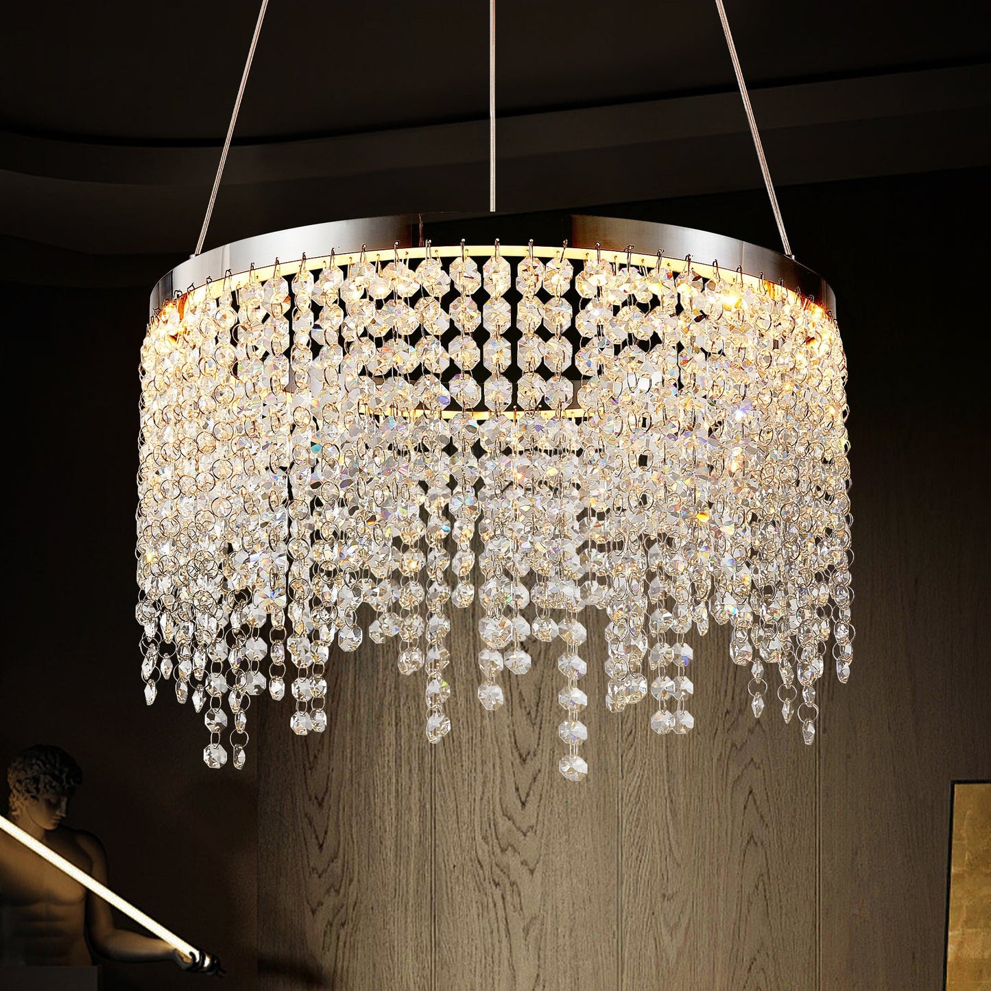 16 - inch Luxury Crystal LED Chandelier - Adjustable Height and Color Temperature (3000K - 6000K) - Modern Chandelier for Living Room, Dining Room and Bedroom - 1st Choice Furniture Direct
