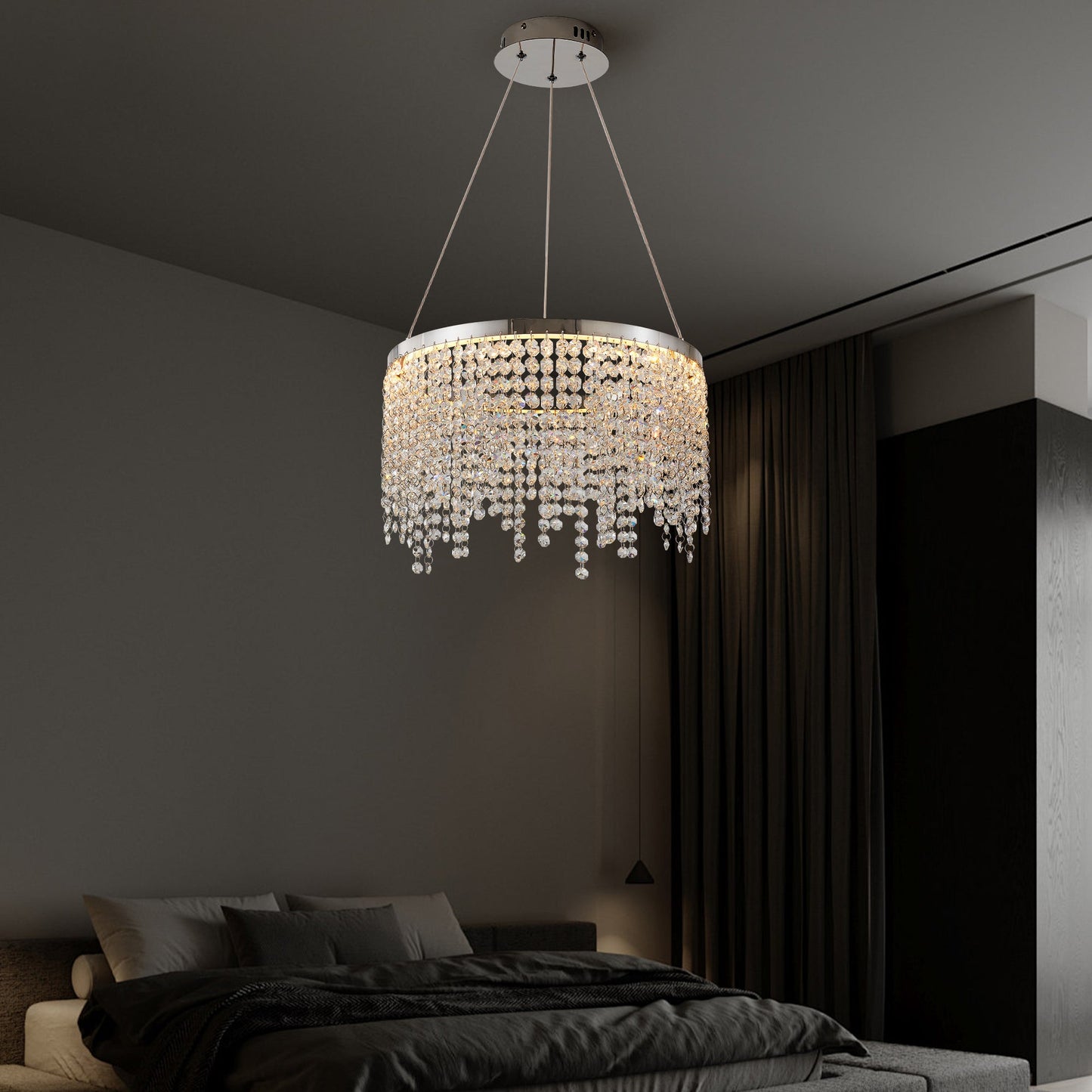 16 - inch Luxury Crystal LED Chandelier - Adjustable Height and Color Temperature (3000K - 6000K) - Modern Chandelier for Living Room, Dining Room and Bedroom - 1st Choice Furniture Direct