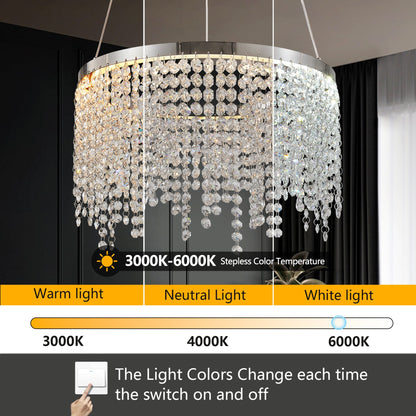 16 - inch Luxury Crystal LED Chandelier - Adjustable Height and Color Temperature (3000K - 6000K) - Modern Chandelier for Living Room, Dining Room and Bedroom - 1st Choice Furniture Direct