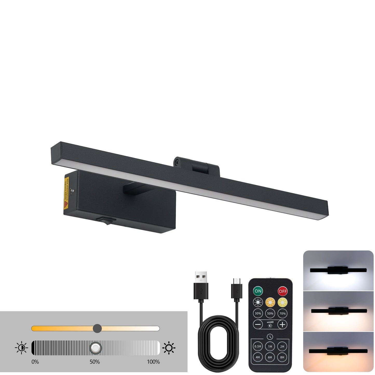 16” LED Vanity Light – Dimmable Black Bathroom Wall Light - 1st Choice Furniture Direct