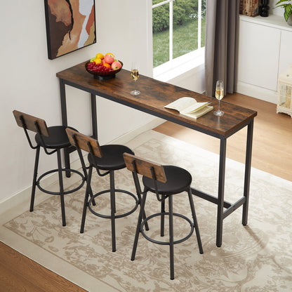 1st Choice Modern Long Bar Table Set w/ 3 PU Upholstered Bar Stools