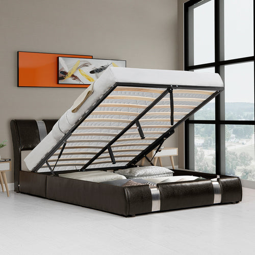 1st Choice Full Size Lift Up Storage Bed Frame with Stainless Steel