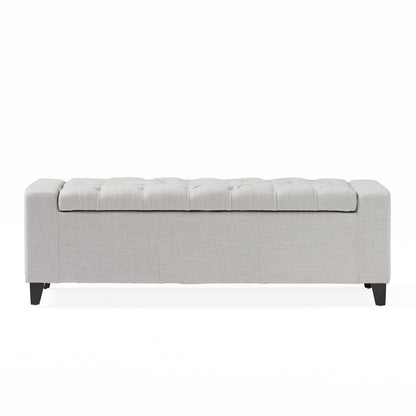 1st Choice Modern Bedroom Tufted Guernsey Storage Fabric Grey Ottoman