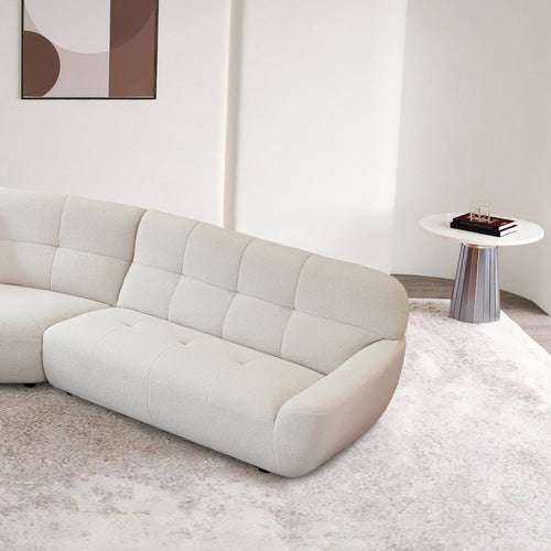 1st Choice 113"Large Lamb Fabric Sectional Sofa Corner with Tufted Seat