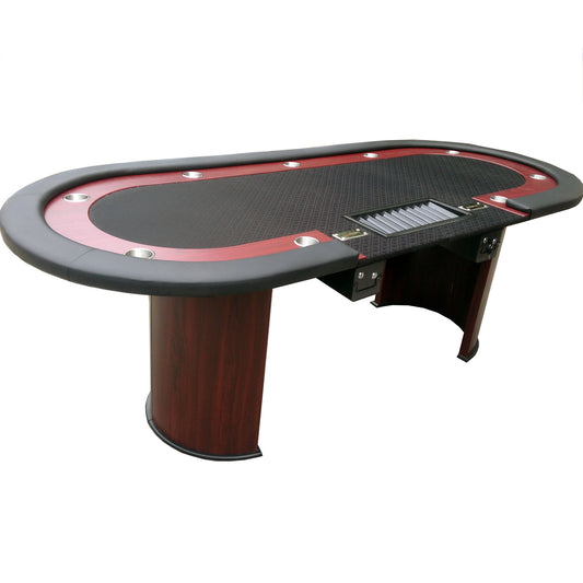 96' Luna Ultra Poker Table with Speed Cloth Racetrack Chip Tray Double DropBox Wooden Legs Black