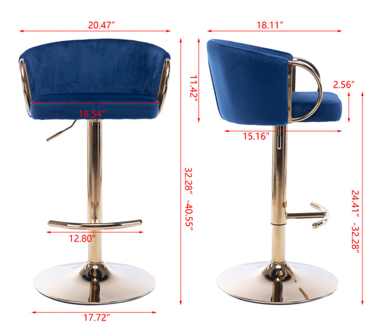 1st Choice 2 Set Bar Stools Swivel Height Adjustable Lifting Velvet