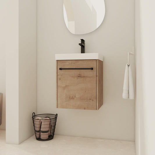 18'' Floating Wall - Mounted Bathroom Vanity with Ceramic Sink & Soft - Close Cabinet Door, For Small Bathroom - 1st Choice Furniture Direct