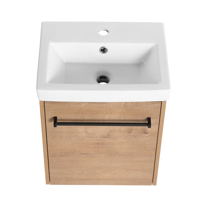 18'' Floating Wall - Mounted Bathroom Vanity with Ceramic Sink & Soft - Close Cabinet Door, For Small Bathroom - 1st Choice Furniture Direct