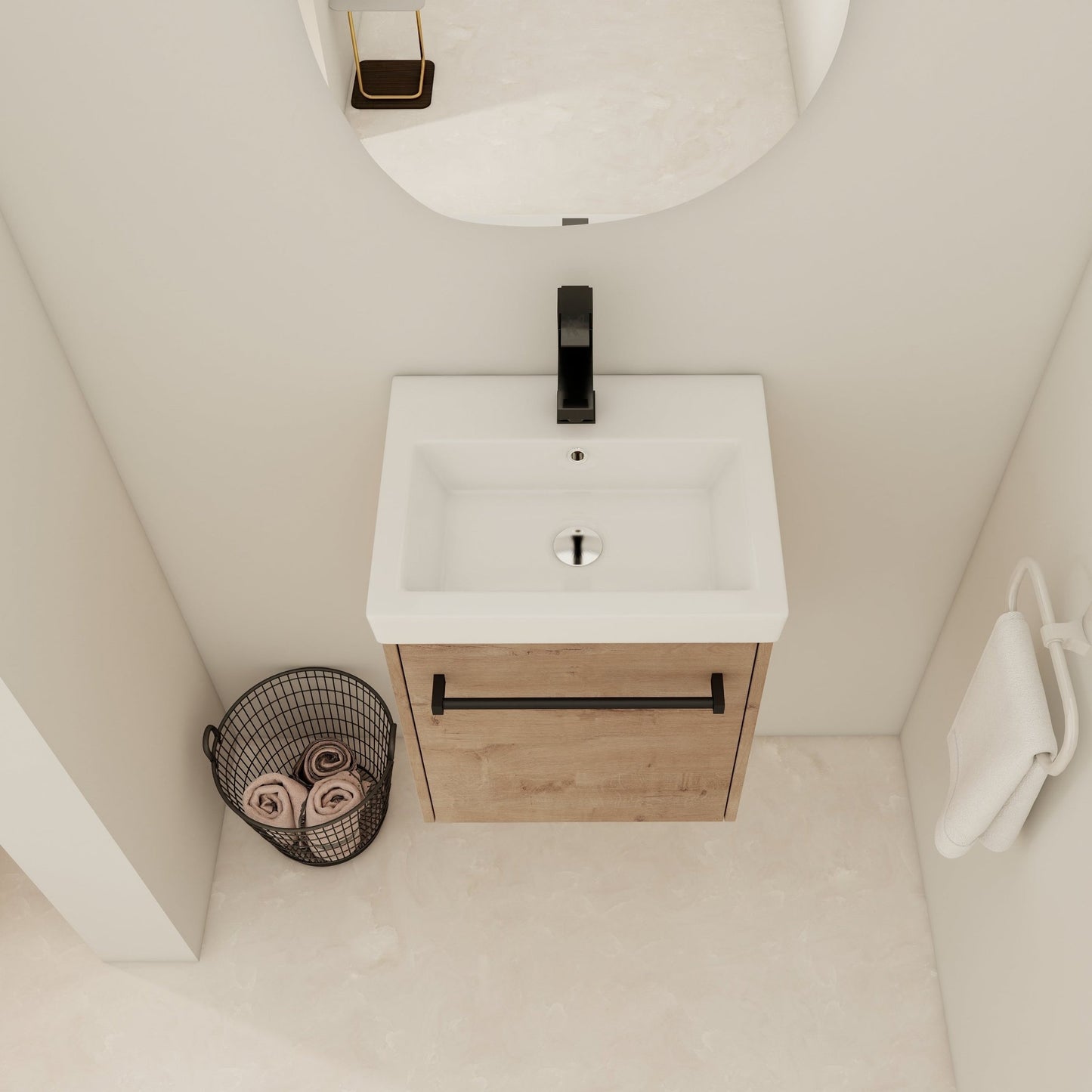 18'' Floating Wall - Mounted Bathroom Vanity with Ceramic Sink & Soft - Close Cabinet Door, For Small Bathroom - 1st Choice Furniture Direct