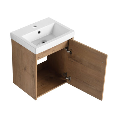 18'' Floating Wall - Mounted Bathroom Vanity with Ceramic Sink & Soft - Close Cabinet Door, For Small Bathroom - 1st Choice Furniture Direct