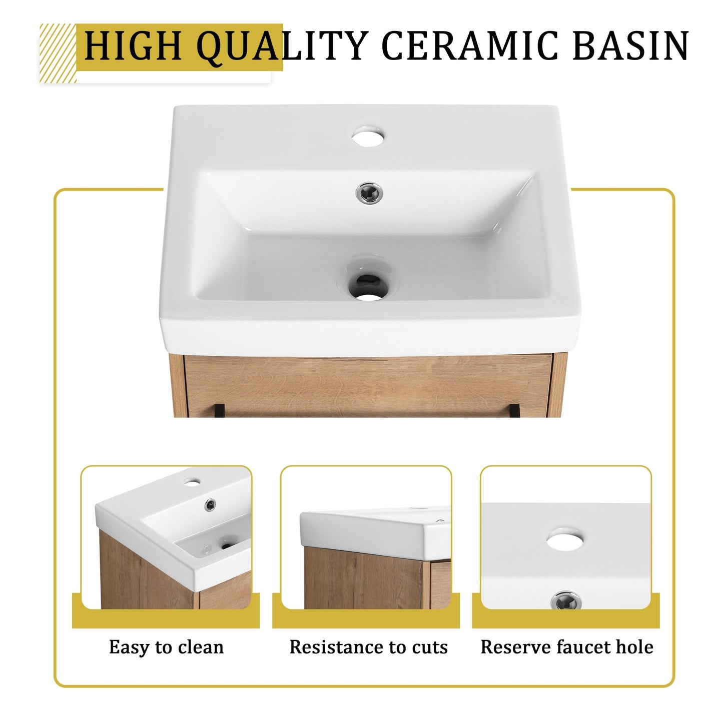 18'' Floating Wall - Mounted Bathroom Vanity with Ceramic Sink & Soft - Close Cabinet Door, For Small Bathroom - 1st Choice Furniture Direct