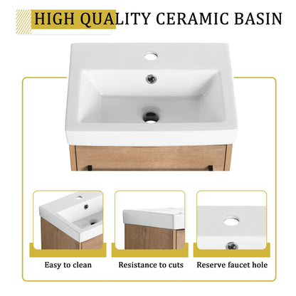 18'' Floating Wall - Mounted Bathroom Vanity with Ceramic Sink & Soft - Close Cabinet Door, For Small Bathroom - 1st Choice Furniture Direct
