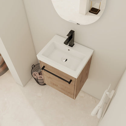 18'' Floating Wall - Mounted Bathroom Vanity with Ceramic Sink & Soft - Close Cabinet Door, For Small Bathroom - 1st Choice Furniture Direct