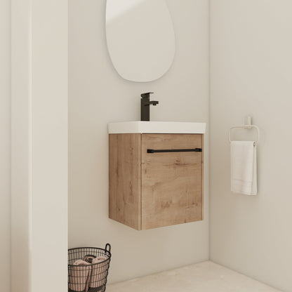18'' Floating Wall - Mounted Bathroom Vanity with Ceramic Sink & Soft - Close Cabinet Door, For Small Bathroom - 1st Choice Furniture Direct