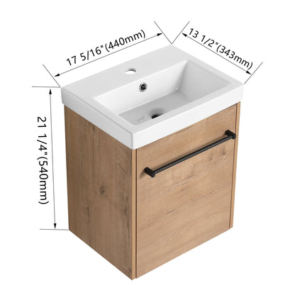 18'' Floating Wall - Mounted Bathroom Vanity with Ceramic Sink & Soft - Close Cabinet Door, For Small Bathroom - 1st Choice Furniture Direct
