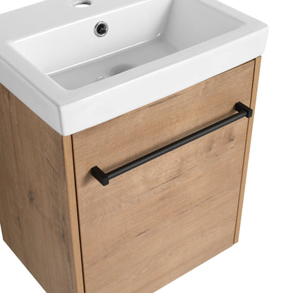 18'' Floating Wall - Mounted Bathroom Vanity with Ceramic Sink & Soft - Close Cabinet Door, For Small Bathroom - 1st Choice Furniture Direct