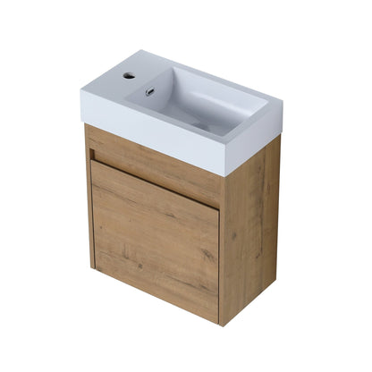 18'' Floating Wall - Mounted Bathroom Vanity with White Resin Sink & Soft - Close Cabinet Door - 1st Choice Furniture Direct