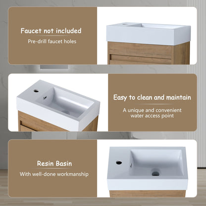 18'' Floating Wall - Mounted Bathroom Vanity with White Resin Sink & Soft - Close Cabinet Door - 1st Choice Furniture Direct