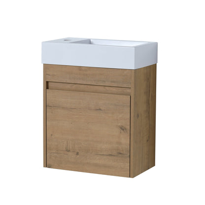 18'' Floating Wall - Mounted Bathroom Vanity with White Resin Sink & Soft - Close Cabinet Door - 1st Choice Furniture Direct