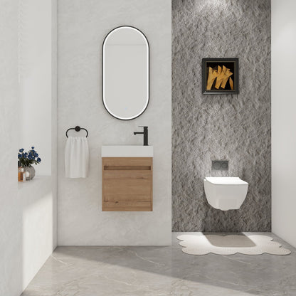 18'' Floating Wall - Mounted Bathroom Vanity with White Resin Sink & Soft - Close Cabinet Door - 1st Choice Furniture Direct