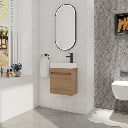18'' Floating Wall - Mounted Bathroom Vanity with White Resin Sink & Soft - Close Cabinet Door - 1st Choice Furniture Direct