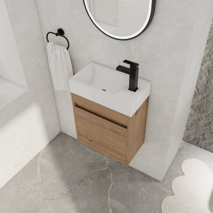 18'' Floating Wall - Mounted Bathroom Vanity with White Resin Sink & Soft - Close Cabinet Door - 1st Choice Furniture Direct