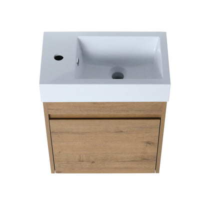 18'' Floating Wall - Mounted Bathroom Vanity with White Resin Sink & Soft - Close Cabinet Door - 1st Choice Furniture Direct
