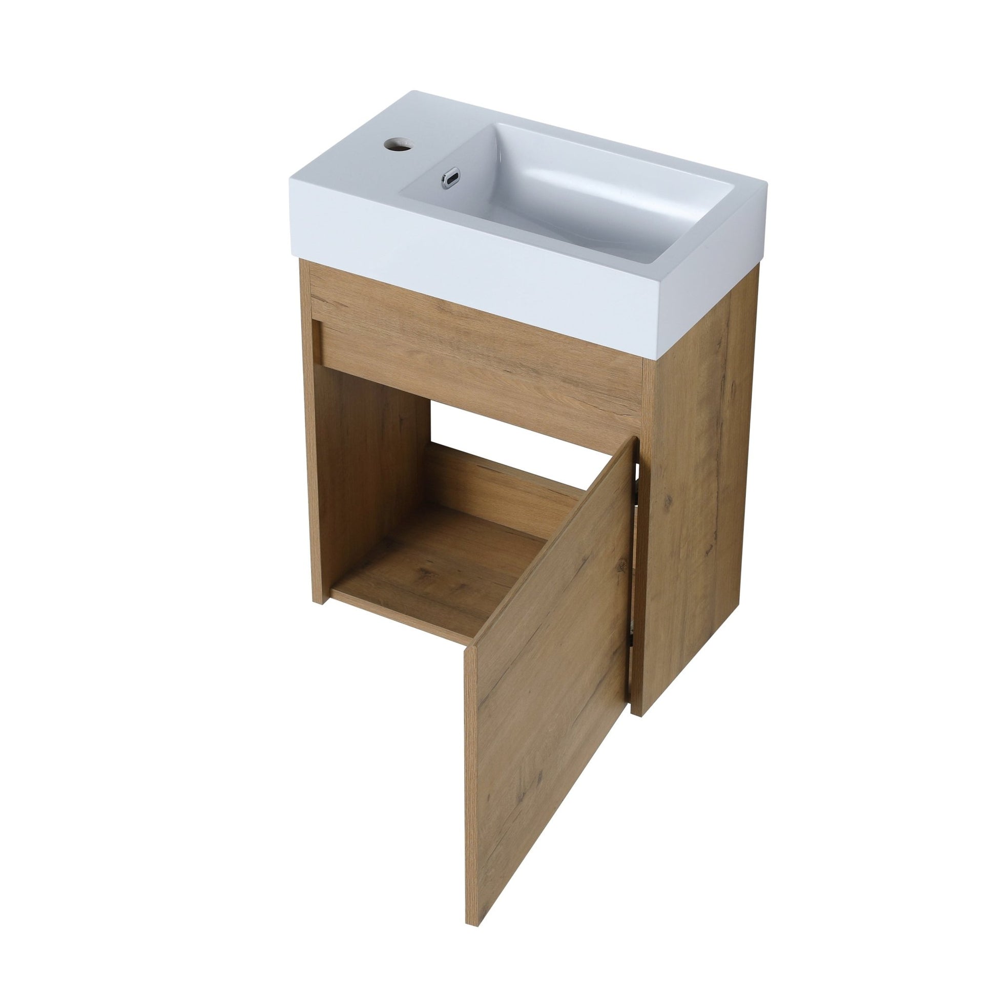18'' Floating Wall - Mounted Bathroom Vanity with White Resin Sink & Soft - Close Cabinet Door - 1st Choice Furniture Direct