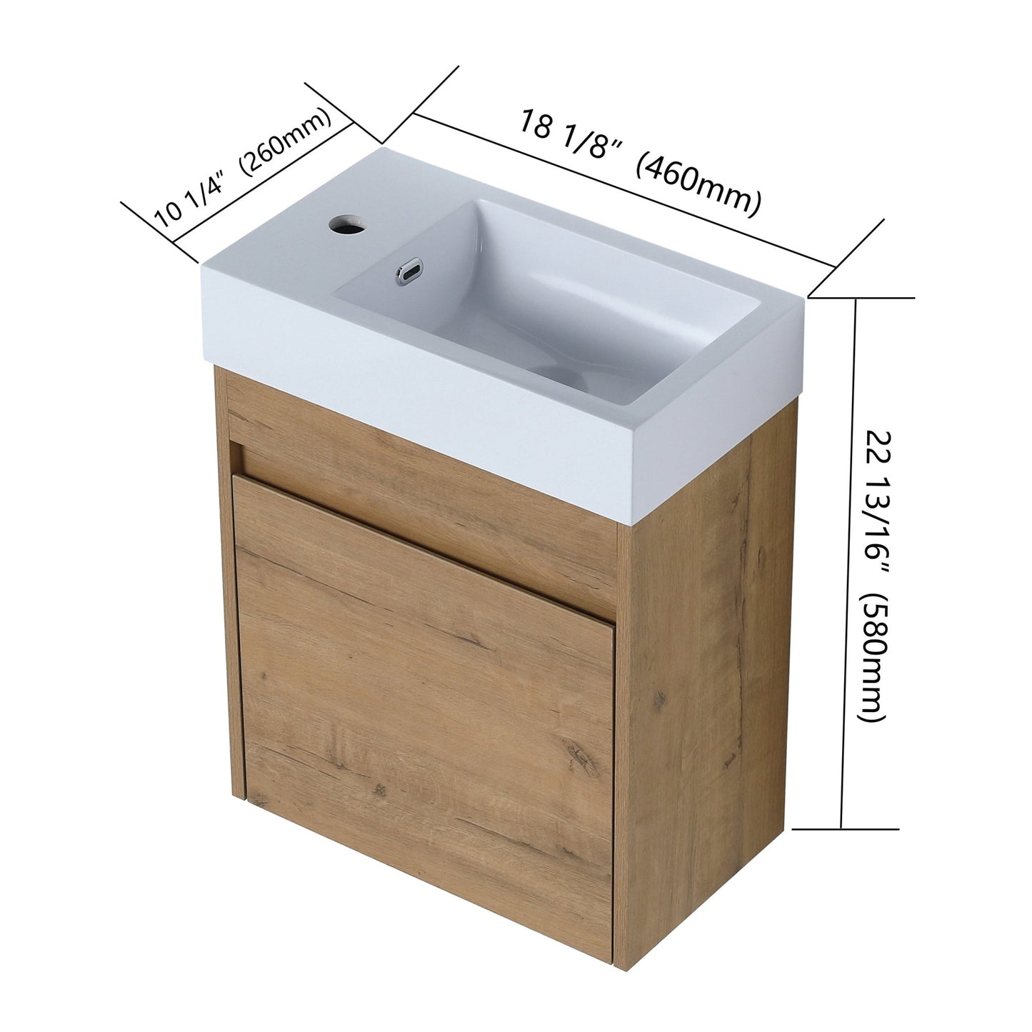 18'' Floating Wall - Mounted Bathroom Vanity with White Resin Sink & Soft - Close Cabinet Door - 1st Choice Furniture Direct