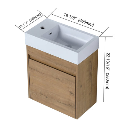 18'' Floating Wall - Mounted Bathroom Vanity with White Resin Sink & Soft - Close Cabinet Door - 1st Choice Furniture Direct