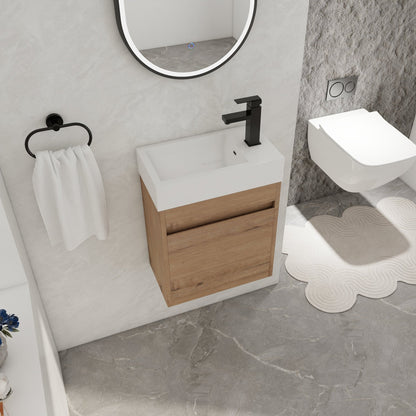 18'' Floating Wall - Mounted Bathroom Vanity with White Resin Sink & Soft - Close Cabinet Door - 1st Choice Furniture Direct