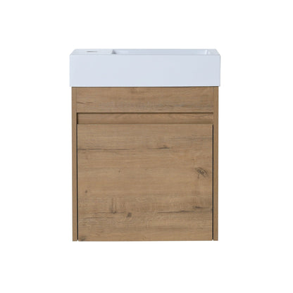 18'' Floating Wall - Mounted Bathroom Vanity with White Resin Sink & Soft - Close Cabinet Door - 1st Choice Furniture Direct