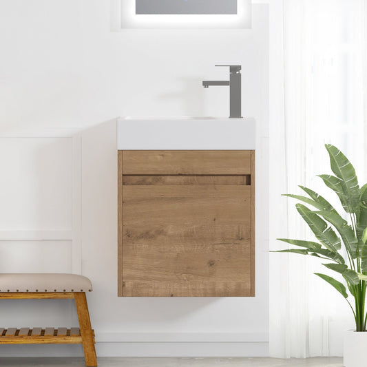 18'' Floating Wall - Mounted Bathroom Vanity with White Resin Sink & Soft - Close Cabinet Door - 1st Choice Furniture Direct