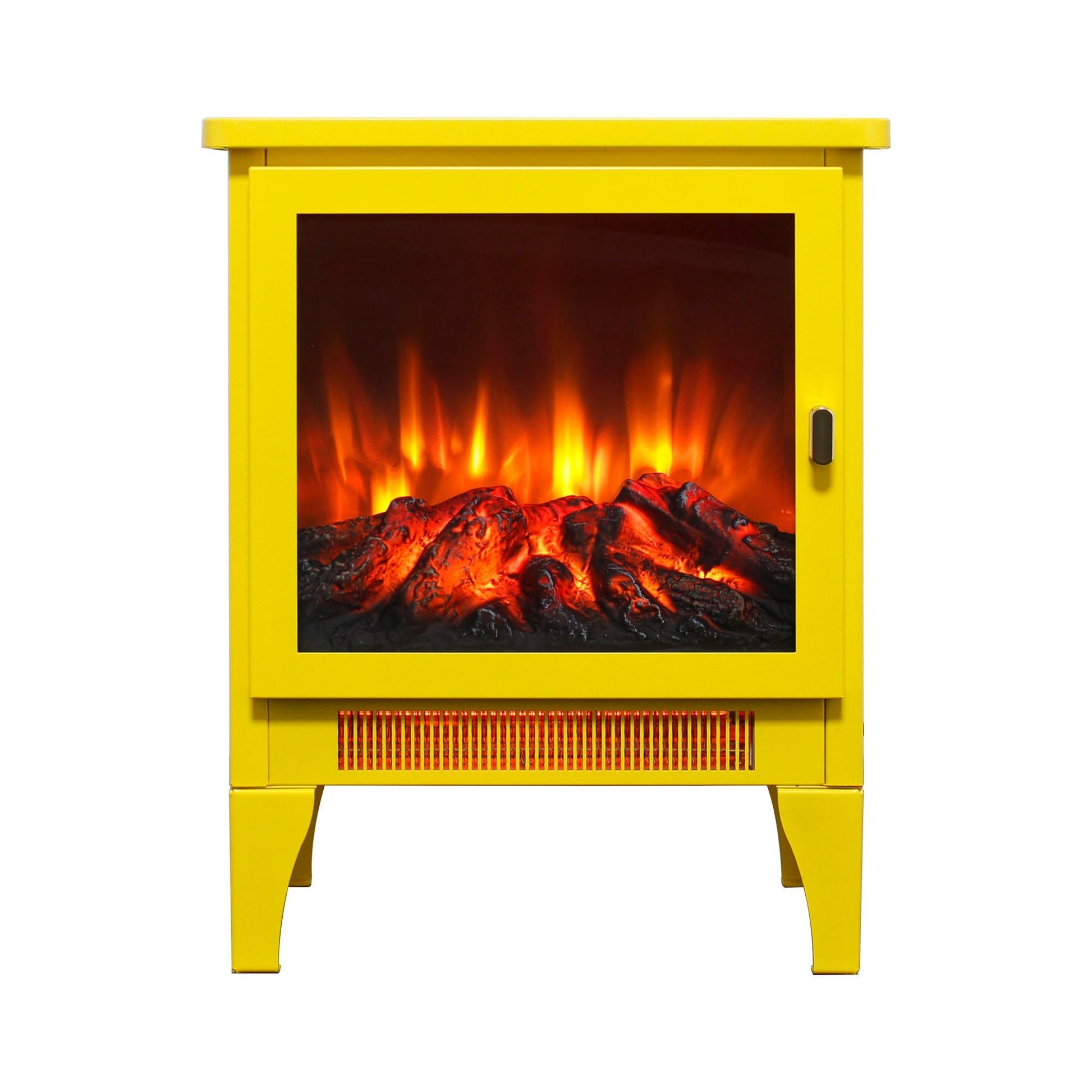 18 inch Freestanding Electric Fireplace Stove heater with 3D Flame effect,Lemon Yellow - 1st Choice Furniture Direct