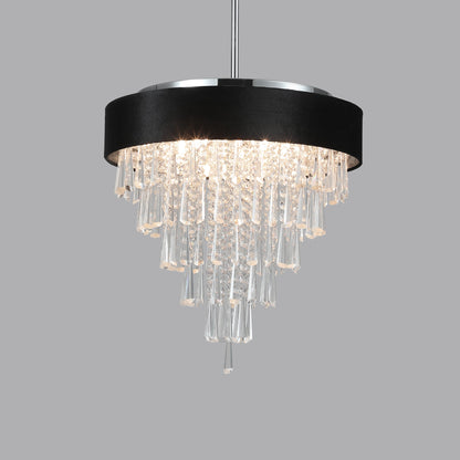 18 - inch Modern Crystal Chandelier with Black Imitation Velvet Anti - Glare Shade, Adjustable Height, 8 - Light G9 Base for Dining Room, Living Room, or Bedroom (Bulb Not Included) - 1st Choice Furniture Direct