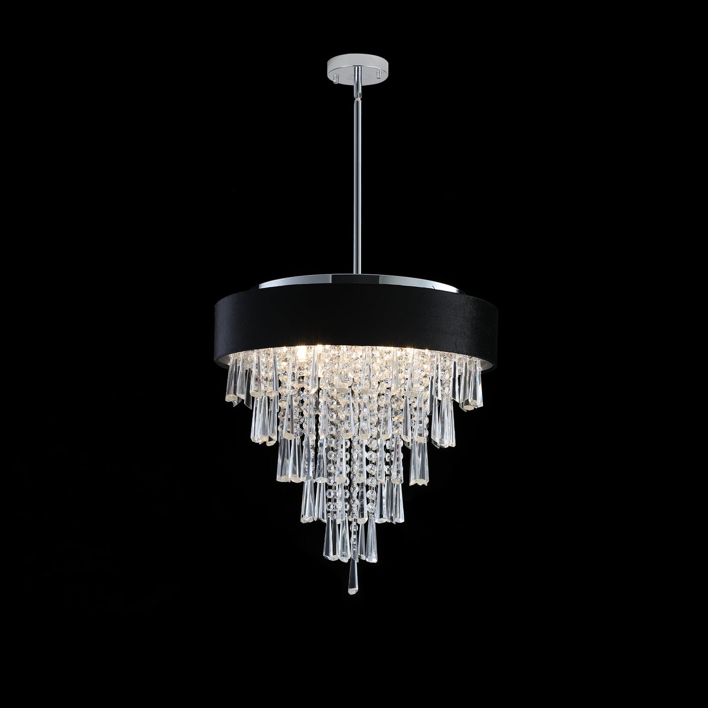 18 - inch Modern Crystal Chandelier with Black Imitation Velvet Anti - Glare Shade, Adjustable Height, 8 - Light G9 Base for Dining Room, Living Room, or Bedroom (Bulb Not Included) - 1st Choice Furniture Direct