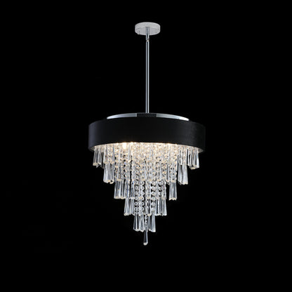 18 - inch Modern Crystal Chandelier with Black Imitation Velvet Anti - Glare Shade, Adjustable Height, 8 - Light G9 Base for Dining Room, Living Room, or Bedroom (Bulb Not Included) - 1st Choice Furniture Direct