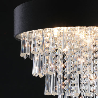 18 - inch Modern Crystal Chandelier with Black Imitation Velvet Anti - Glare Shade, Adjustable Height, 8 - Light G9 Base for Dining Room, Living Room, or Bedroom (Bulb Not Included) - 1st Choice Furniture Direct
